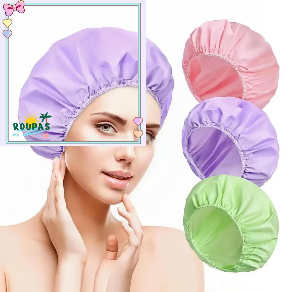 Touca De Cabelo De Banho ROUPAS , Toucas Impermeáveis Espessadas Reutilizáveis , Secagem Dupla Face