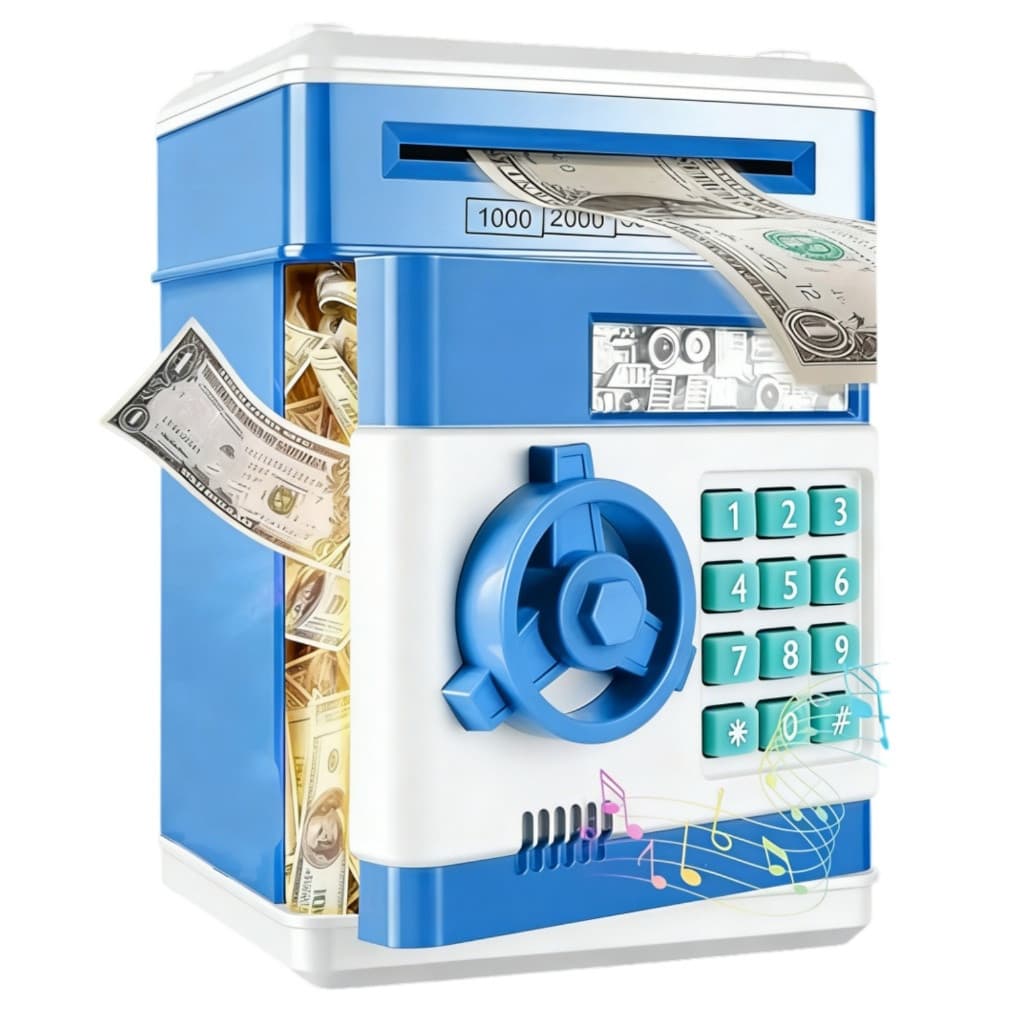 Cofrinho Digital com Senha 4 Dígitos - Cofre Infantil para Moedas/Cédulas + Led - Presente Meninos/Meninas