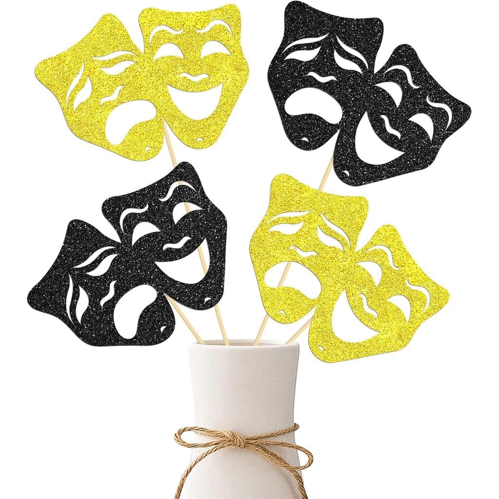 umoni Máscaras Teatrais para Festa, Peças Centrais Decorativas, Máscaras de Comédia, Artigos para Festa, 12 Peças, Preto