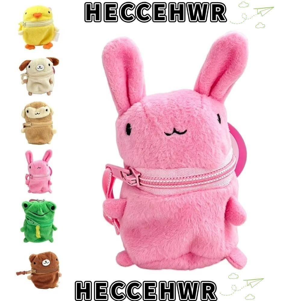 Bolsa De Moedas De Pelúcia De Coelho , Mini Mochila Decoração Armazenamento De Fone De Ouvido , Fecho De Zíper
