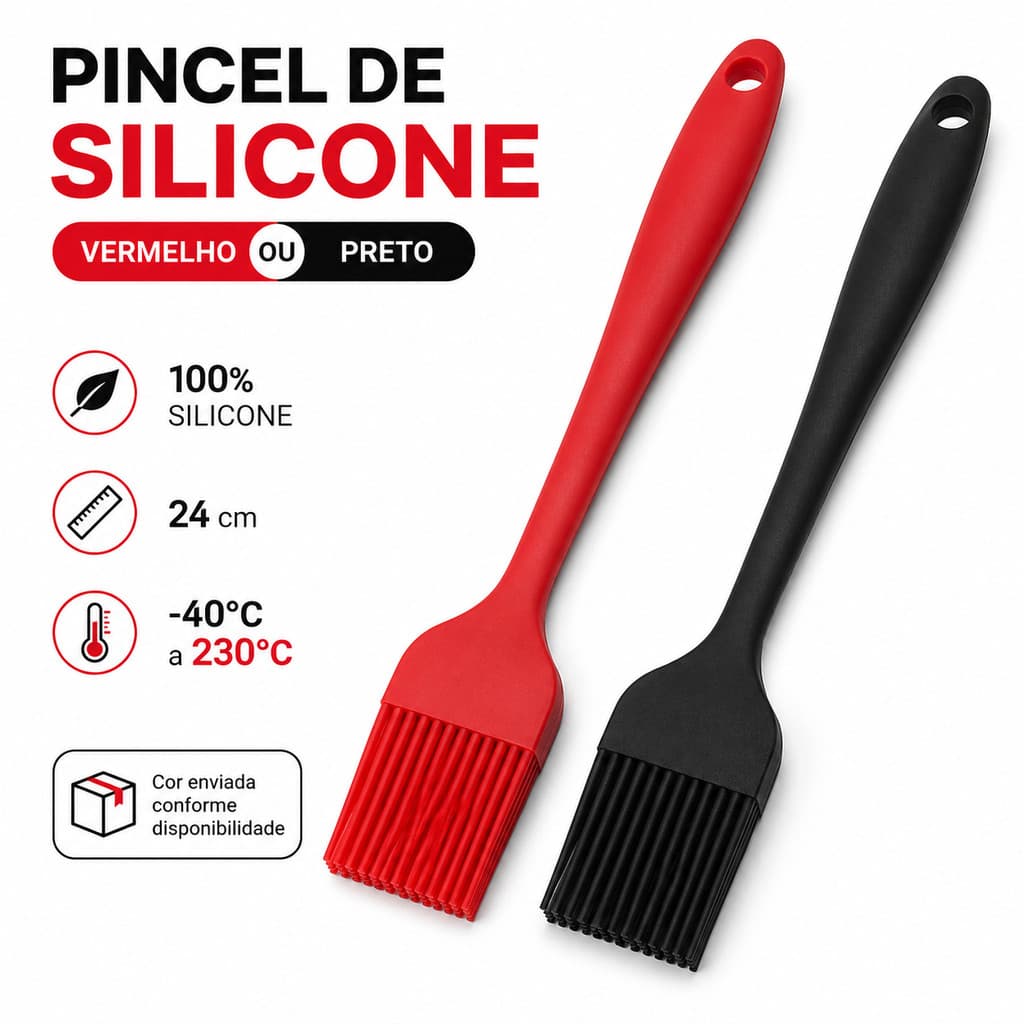 3 2 1 Pincel Silicone Culinário Cozinha 24cm Untar Forma Pincelar Grau Alimentar