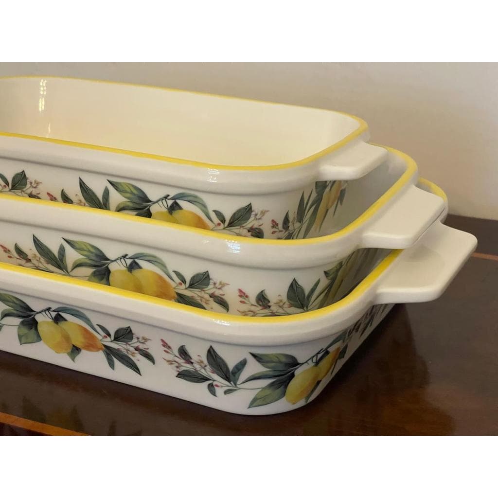 Conjunto 3 Travessas Refratarias Limão Siciliano Porcelana