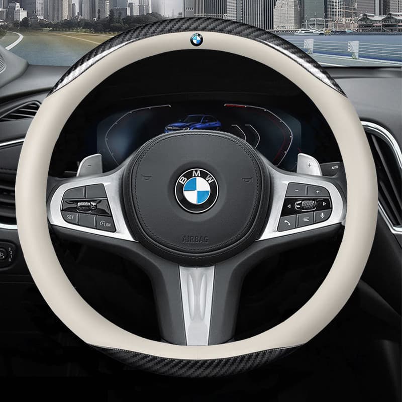 1 unidade de capa protetora de volante em fibra de carbono para carro, adequada para BMW F20 F21 F22 F23 F45 F46 F30 F31