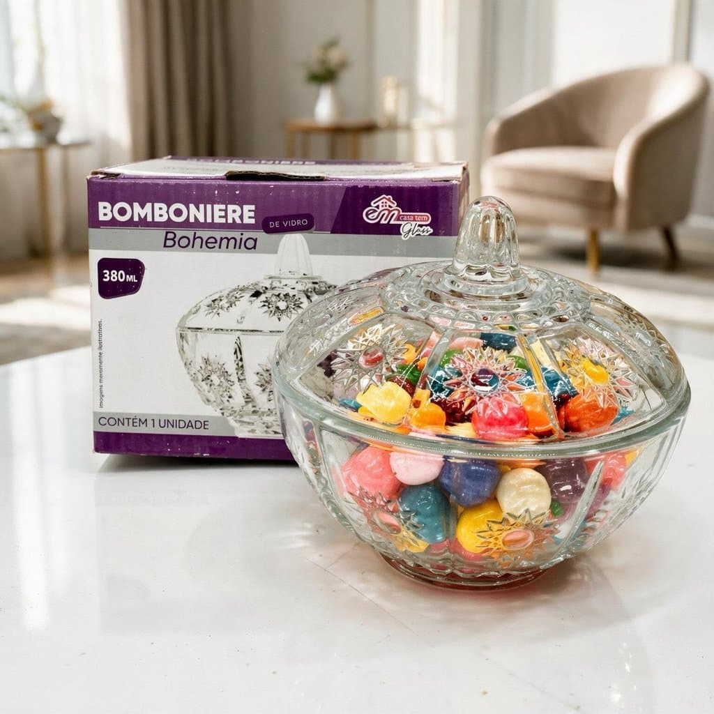 Bomboniere de Vidro 380ml Ingá Imports Ref. 15661 Pote Decorativo