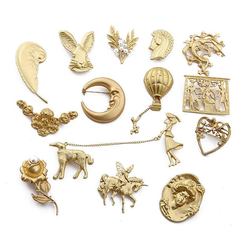 Broche de acessório de moda, broche de metal texturizado para roupas, broche de alta qualidade para terno barroco, vinta