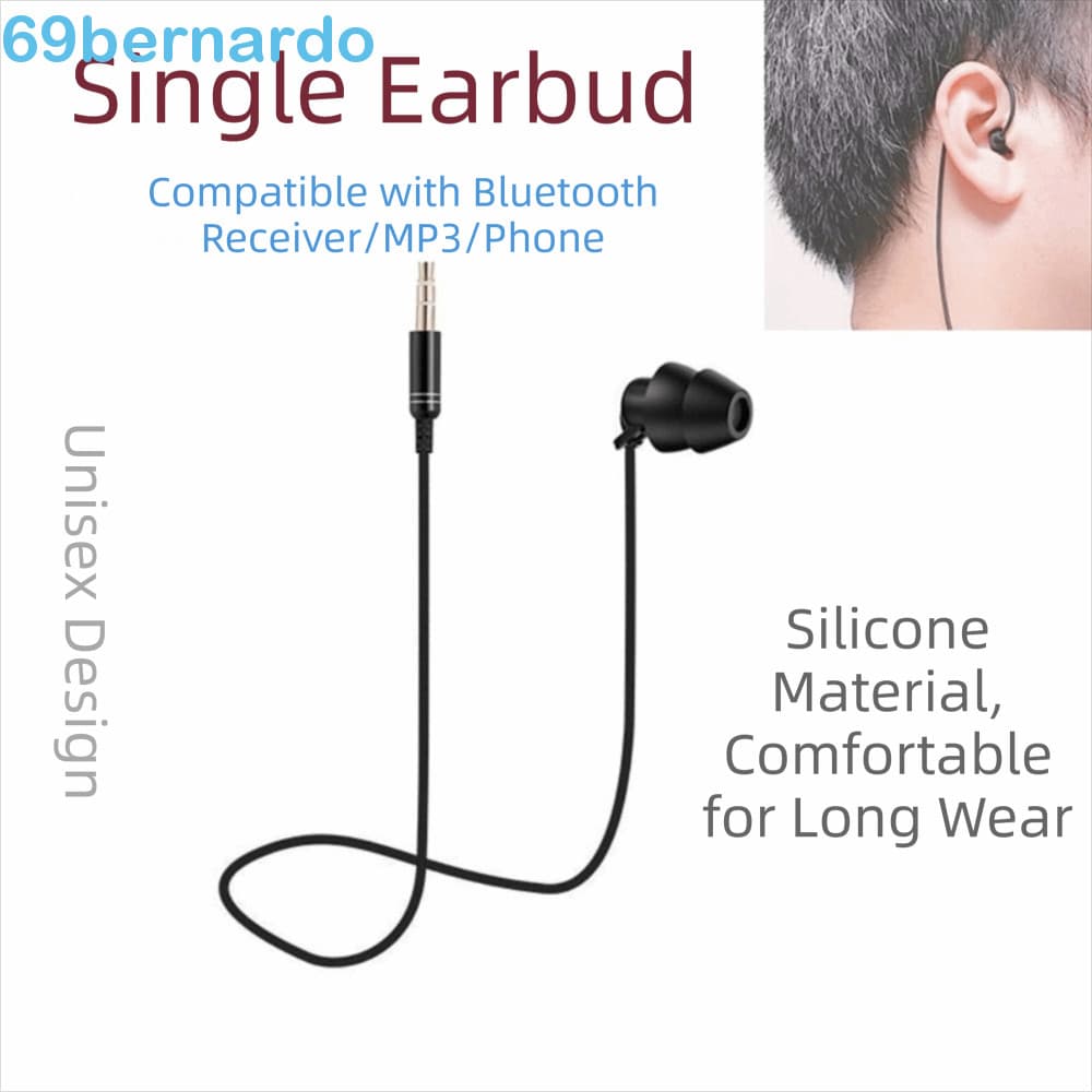 BERNARDO Fone De Ouvido De Lado Único , Fones Mono Com Isolamento De Ruído De Silicone , Intra-Auricular De Linha Curta
