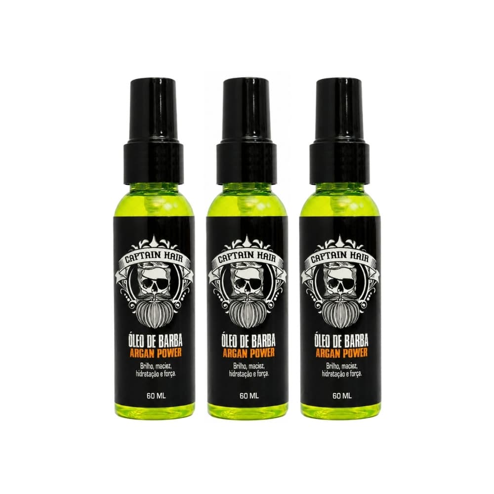 Kit 3 Óleos de Barba Argan 60ml Captain Hair