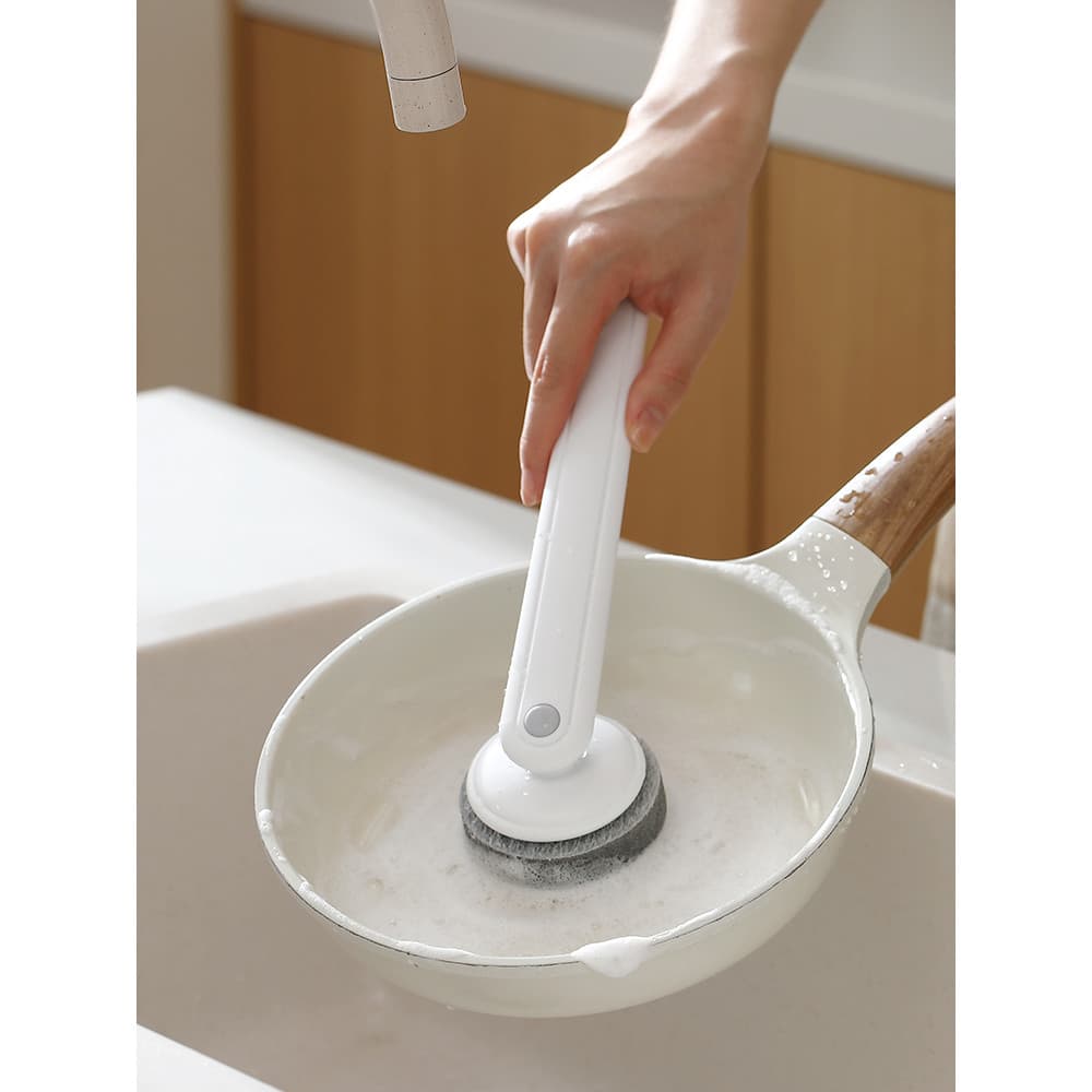 Escova de limpeza de cozinha com cabo longo, ferramenta útil para lavar louça, uso doméstico, não machuca a panela, não