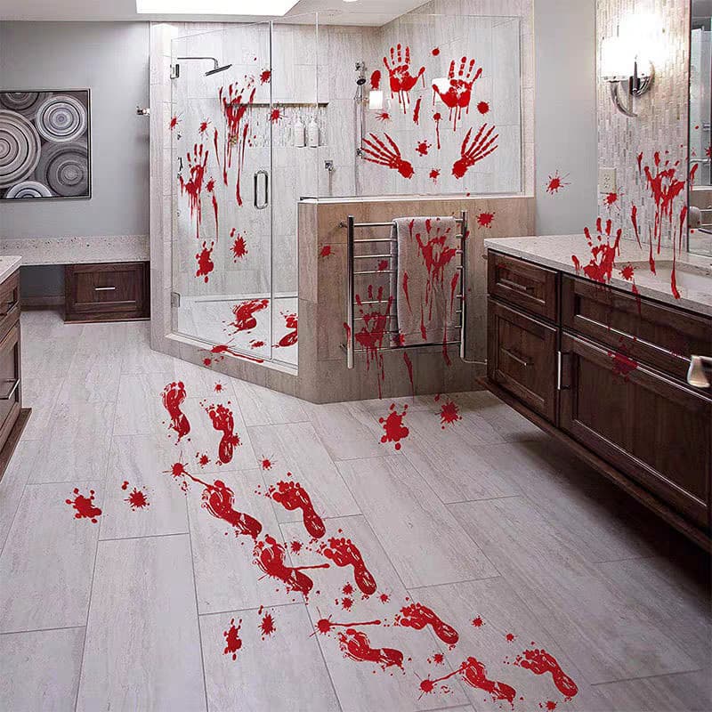 Halloween sangue mão pegadas janela de vidro adesivos Horror janela adesivos pvc eletrostático adesivos atmosfera do fer