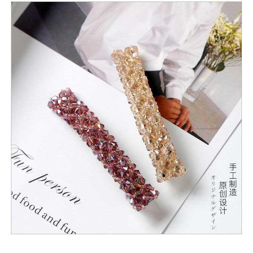 Versão coreana jóias Flash diamante cocar grampo de cabelo quatro fileiras linha de pesca de cristal trançado clipe late