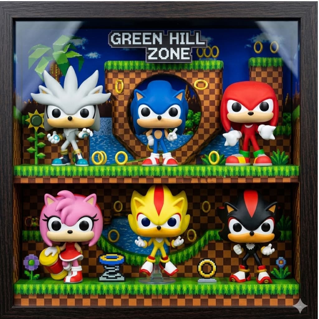 Bonecos Colecionáveis Sonic - Sonic, Shadow, Silver, Knuckles COM  Caixa Personaliza