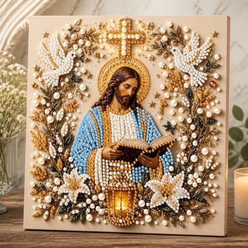 Kit De Arte DIY Jesus Pearl , Com Diamante De Pérola 3D Para Adultos (# A)