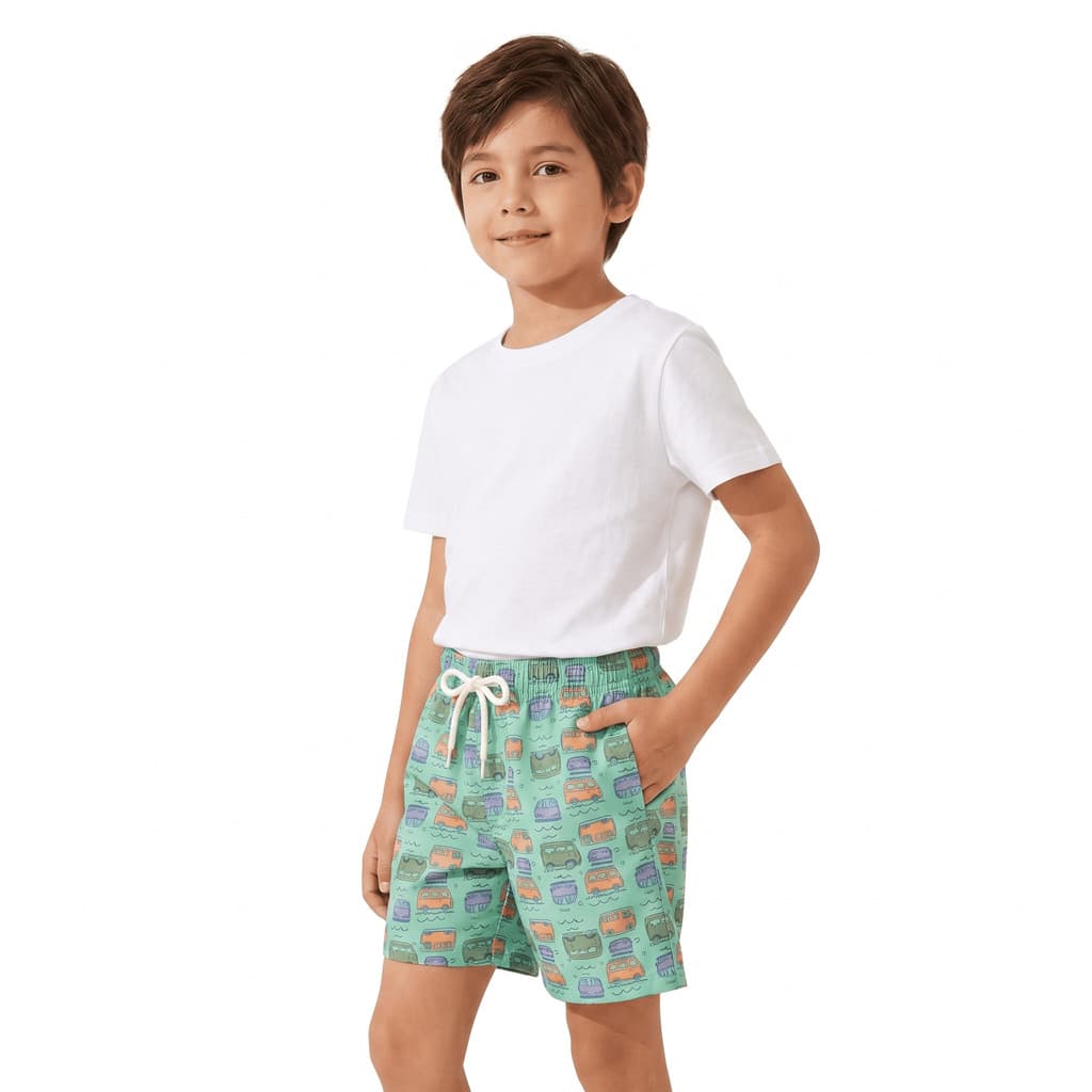 Kit 3 Shorts Tactel Infantil Estampado Menino 4 a 9 Anos Bermuda Praia Piscina Sortido