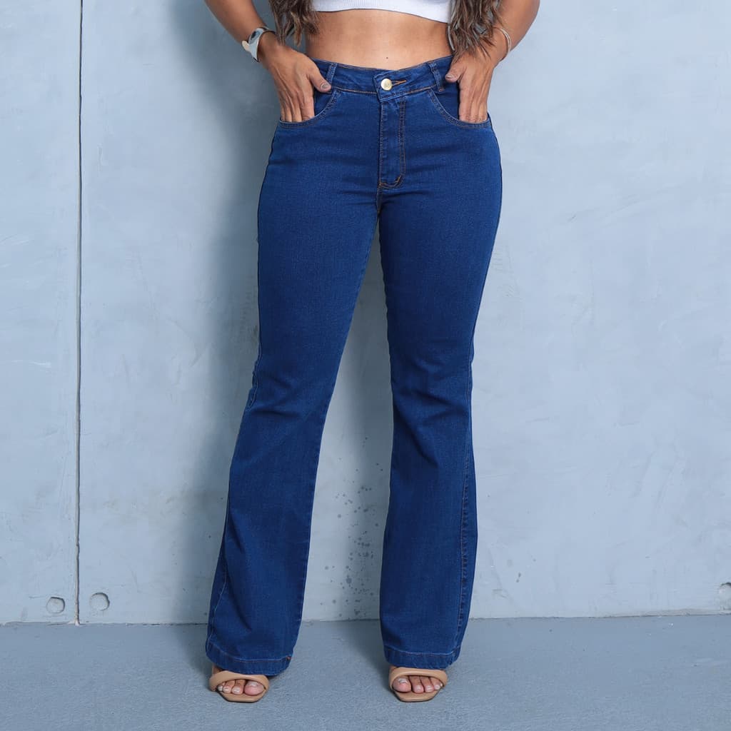 Calça Flare Jeans com Elastano
