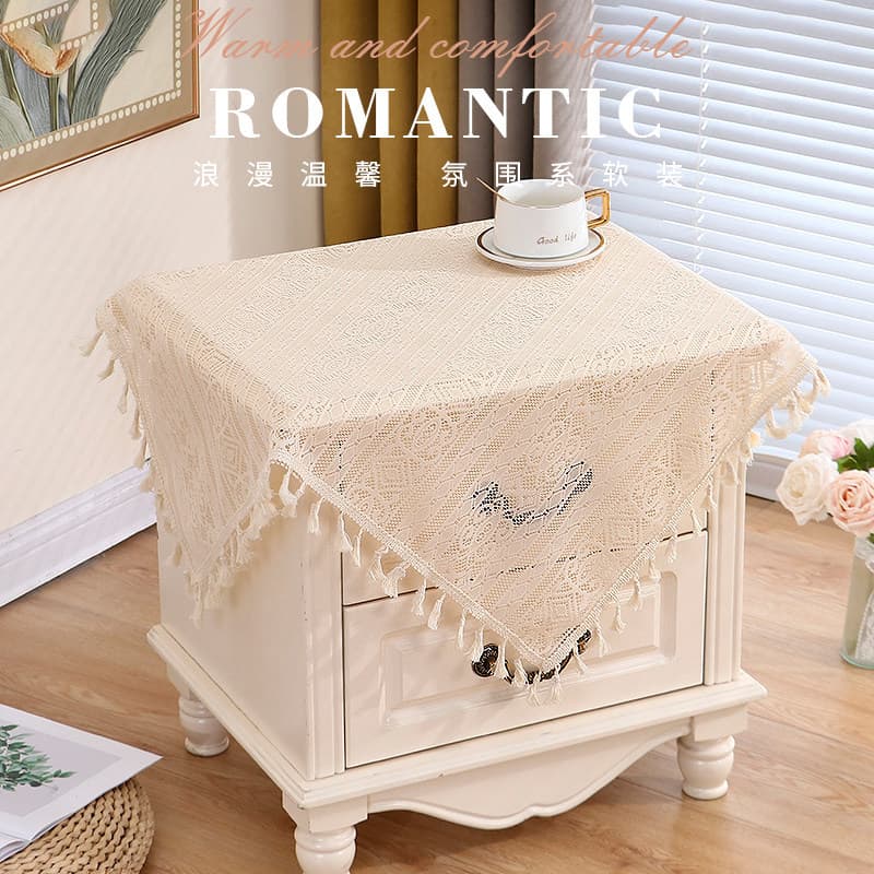 Pano de cobertura de mesa de cabeceira de linho de algodão Novo estilo Capa de mesa de cabeceira doméstica Quarto Decora