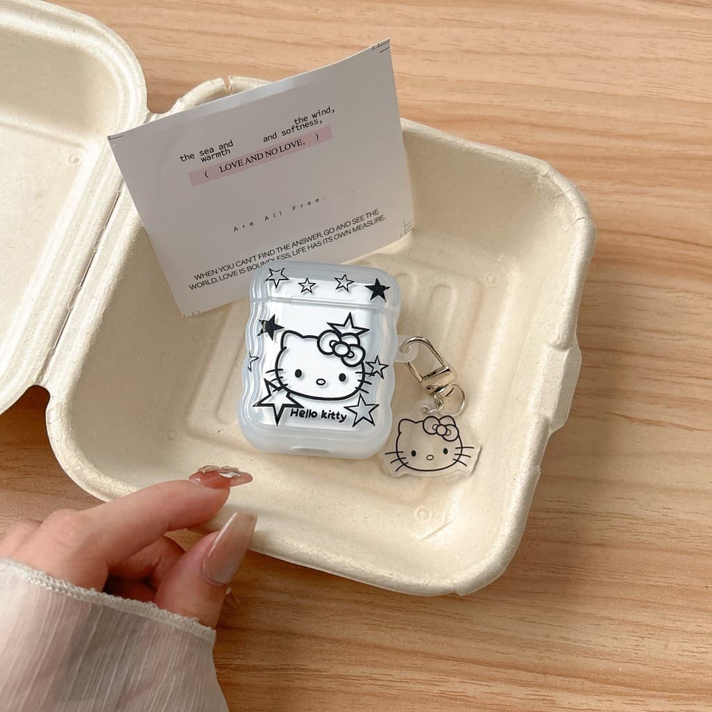 Black Hello Kitty AirPods Pro 2 protective case suitable for  Bluetooth earphones, 2nd generation transparent, 3rd gener