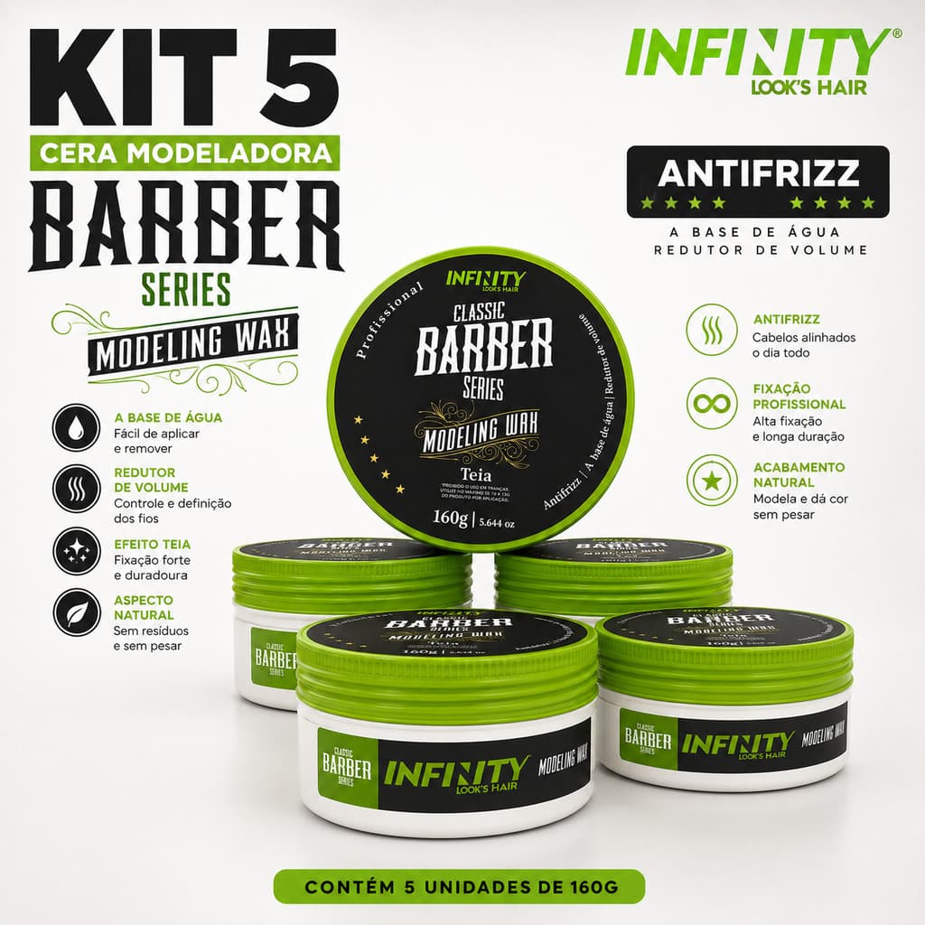 Kit 5 Pomada Efeito Teia Barber Infinity 160g - Envio 24h