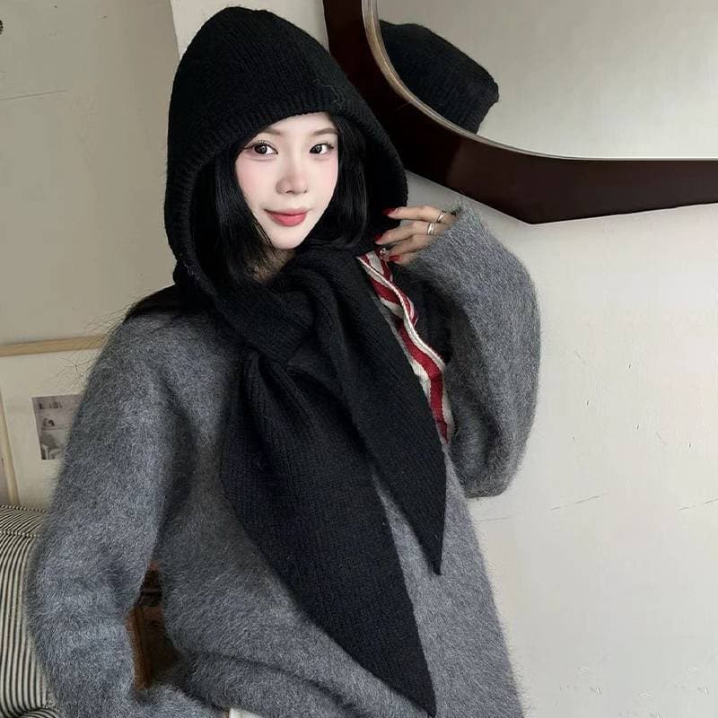 Trove Outono Inverno Quente Chapéu E Cachecol Em Um Estilo Coreano Simples Casual De Malha Novo