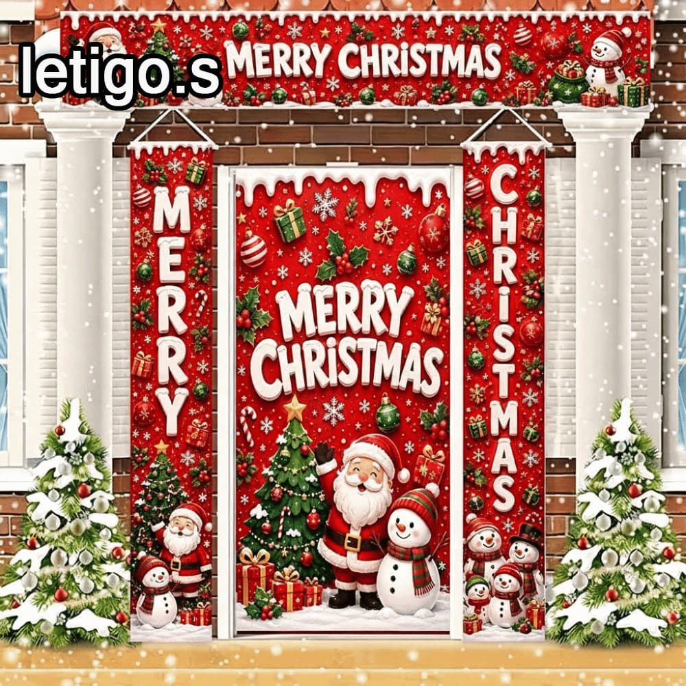 [LETIGO] Banner De Porta De Natal , Design De Boneco De Neve , Material De Poliéster , Decoração De Suspensão , Estilo D