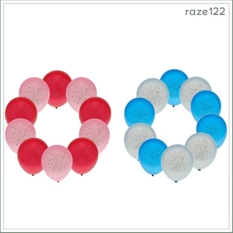 [Raze122] 10pcs Balões De Látex Com Coração Impresso Bebê 2o Aniversário Decoração De Festa