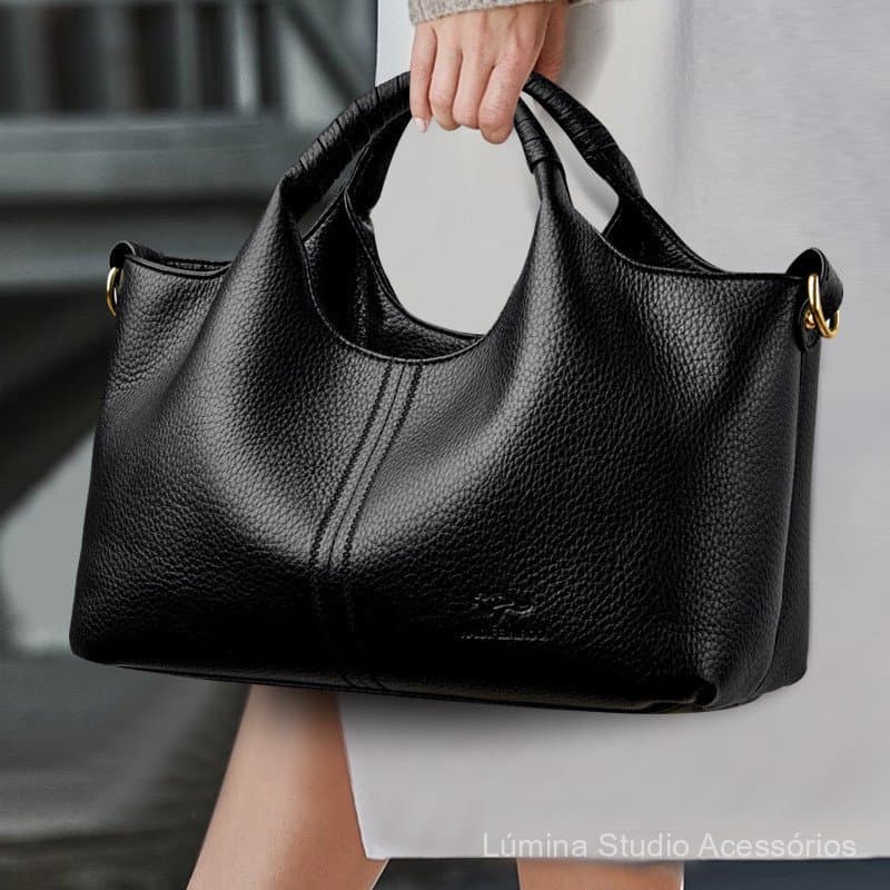 Nova Bolsa Feminina Casual de Grande Capacidade 2024, Simples e Versátil, Bolsa de Ombro Transversal em Couro Macio