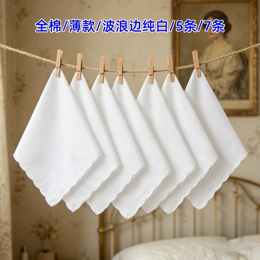 28.5cm 5/7 pacote todo algodão branco puro borda ondulada lenço elegante liso para amigos/namoradas/jantar ao ar livre