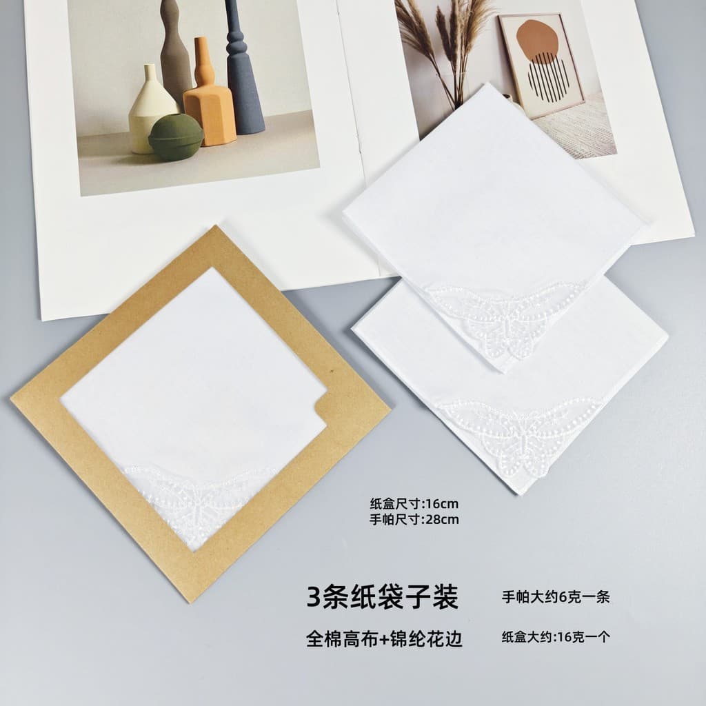 3 pacotes de lenços de algodão com renda borboleta requintada, decoração de casa de casamento para mães, amigos, namorad