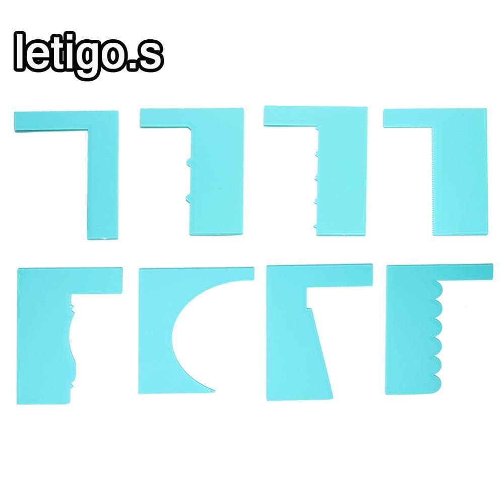 [LETIGO] 8 Peças Raspador De Decoração De Bolo , Pente Azul Com Borda Serrilhada , De Padrão Variado
