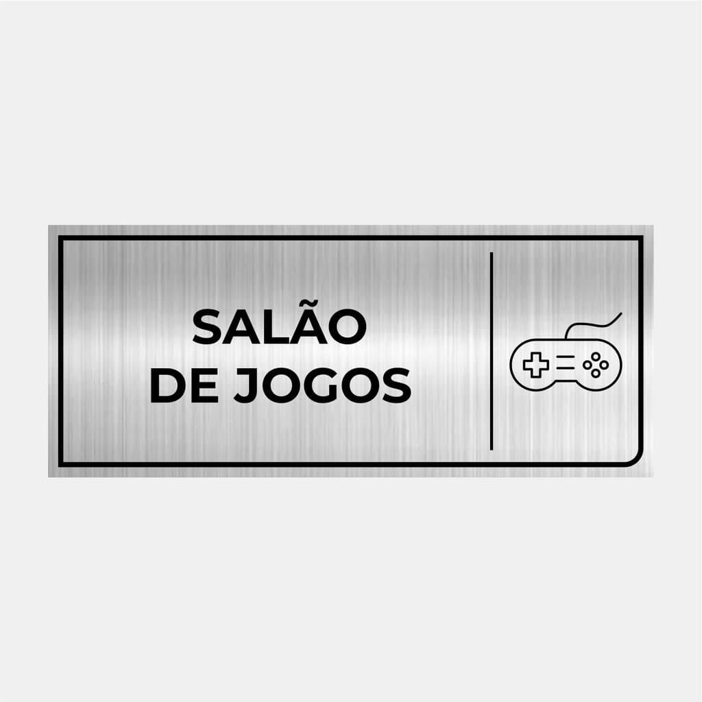 Placa Identificação Sinalização Porta Salão De Jogos 24x10cm