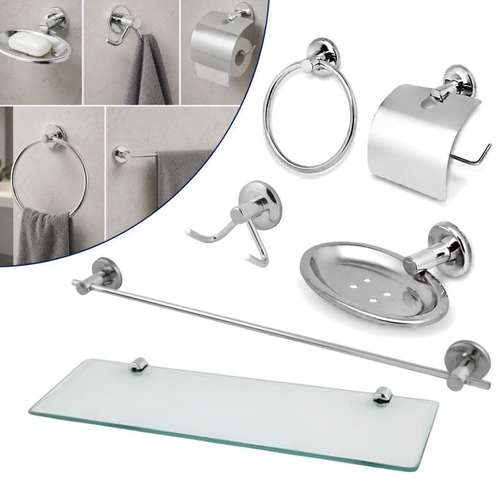 Kit Veneza Banheiro Completo Com Prateleira Reta E Toalheiro Banho