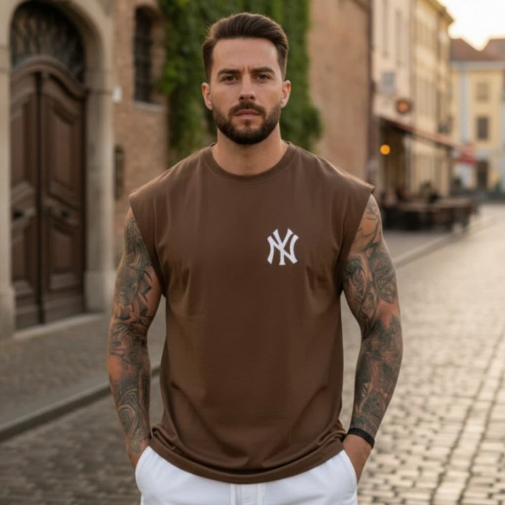 Kit 3 Regatas Oversized Masculinas Premium 100% Algodão Streetwear New York Academia Fitness Casual Moda Masculina