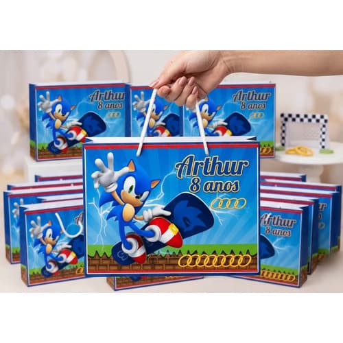 Sacolinhas Personalizada tema SONIC| Personalizados | Lembrancinhas de Festas Pegue e monte