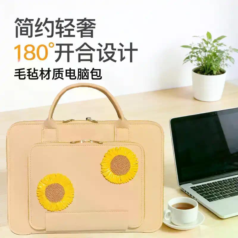 [XKB] 180°Abertura fechamento à prova de choque tecido de feltro senhoras Commuter maleta portátil, YZ