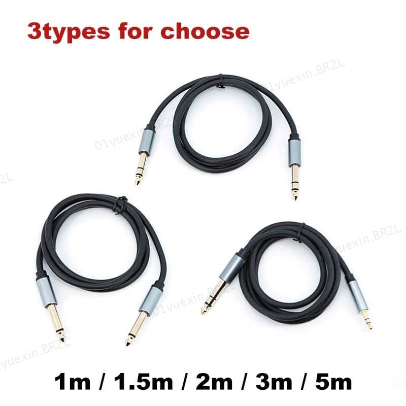 1-5m Placa De Ouro Áudio 6.5 6.35mm Macho Para 6.35 3.5mm mono Estéreo TRS Alto-Falante Amplificador Guitarra Estender C
