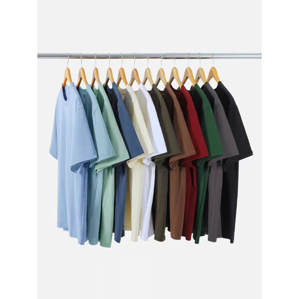 Verão plus size camiseta masculina solta mais gordura plus size gordo cor sólida em torno do pescoço de manga curta cami