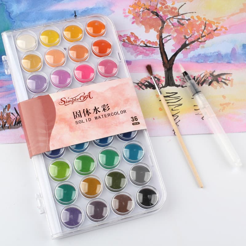 36 cores esboçar pó sólido aquarela conjunto de tinta guache pintura frete grátis iniciante pintado à mão caneta ferrame