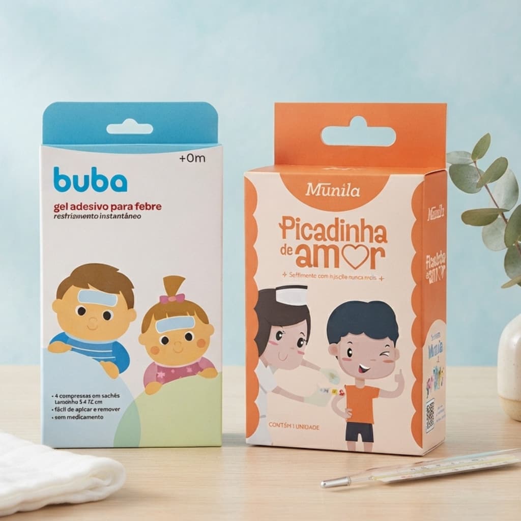 Kit Vacina Picadinha de Amor com Compressa Gel Buba Infantil para Bebês e Crianças Cuidados e Conforto