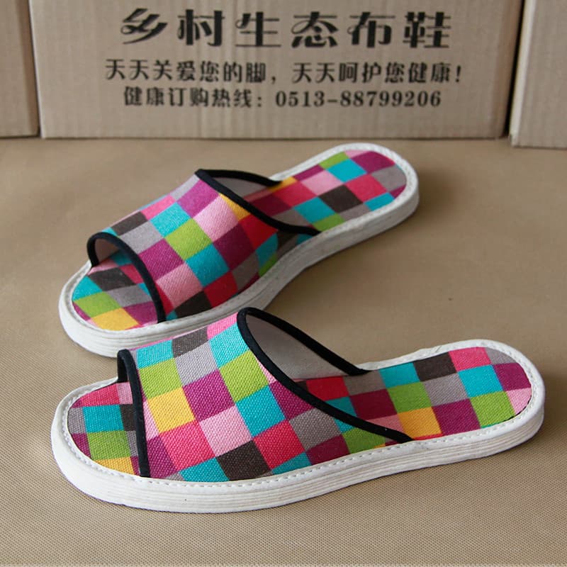 Chinelos de sola de pano feminino moda chinelos feminino verão Plus Size versão coreana artesanal salto plano Flip-Flops