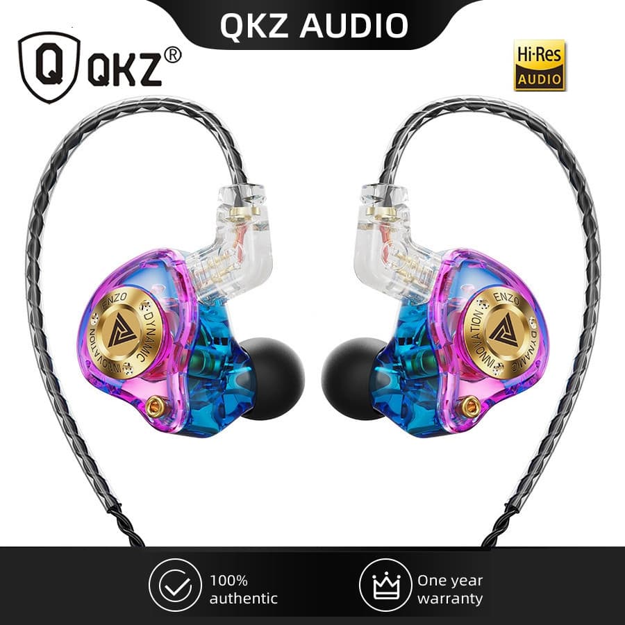Fone de ouvido profissional HIFI original QKZ enzo pro com cabo removível para palco musical com microfone KZ