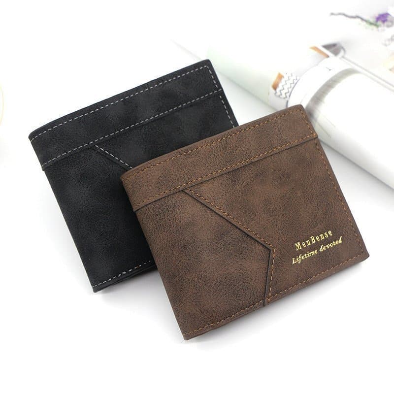 [Promoção] Nova Carteira Curta Masculina MenBense, Carteira de Couro Fosco, Carteira Casual Masculina, Grande Capacidade
