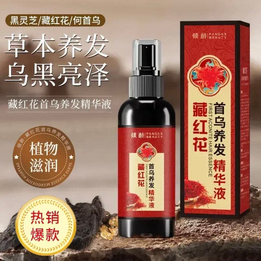 Açafrão Polygonum Shouwu Essence Spray Ginseng Preto Ganoderma Lucidum Herbal Hair Essência Nutritiva Nutritivo Cuidados