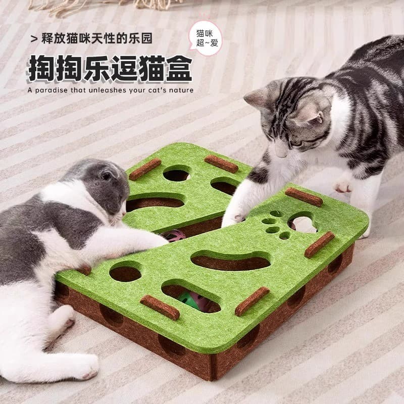 Brinquedos para gatos auto-feliz alívio do tédio ferramenta útil provocando gato sino bola quebra-cabeça labirinto caixa