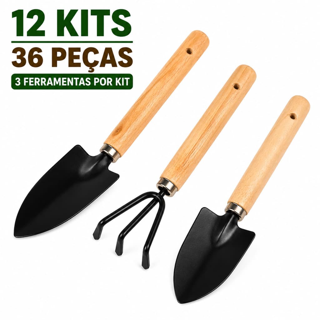 Kit 3 Peças Conjunto Ferramentas Jardinagem Jardim Horta