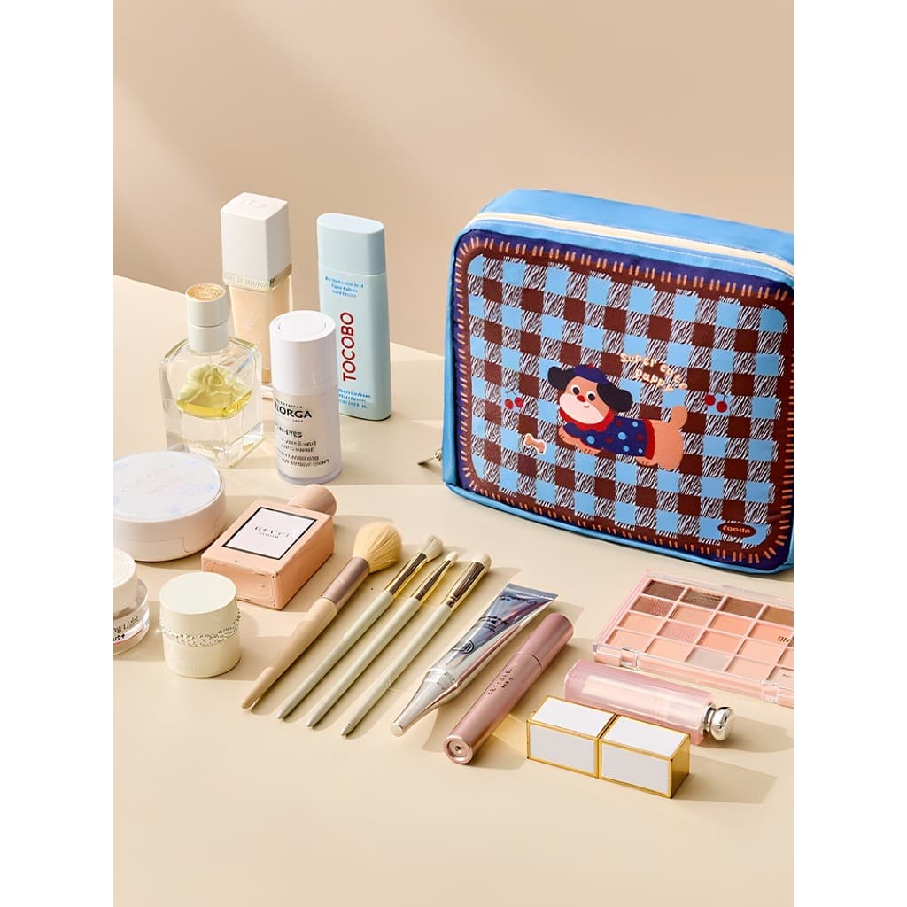 Bonito ins saco de cosméticos feminino 2026 novo saco de armazenamento portátil grande capacidade escova de maquiagem vi