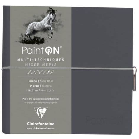 Bloco de Papel Paint On Cinza 19x19 Cm 32 Folhas 250g Clairefontaine 975438c