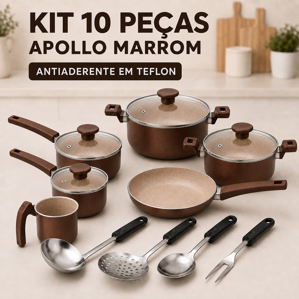 Jogo de Panelas Ceramica Antiaderente 10 Peças Completo Panelas Wok com Utensilios de Cozinha Tampa Vidro