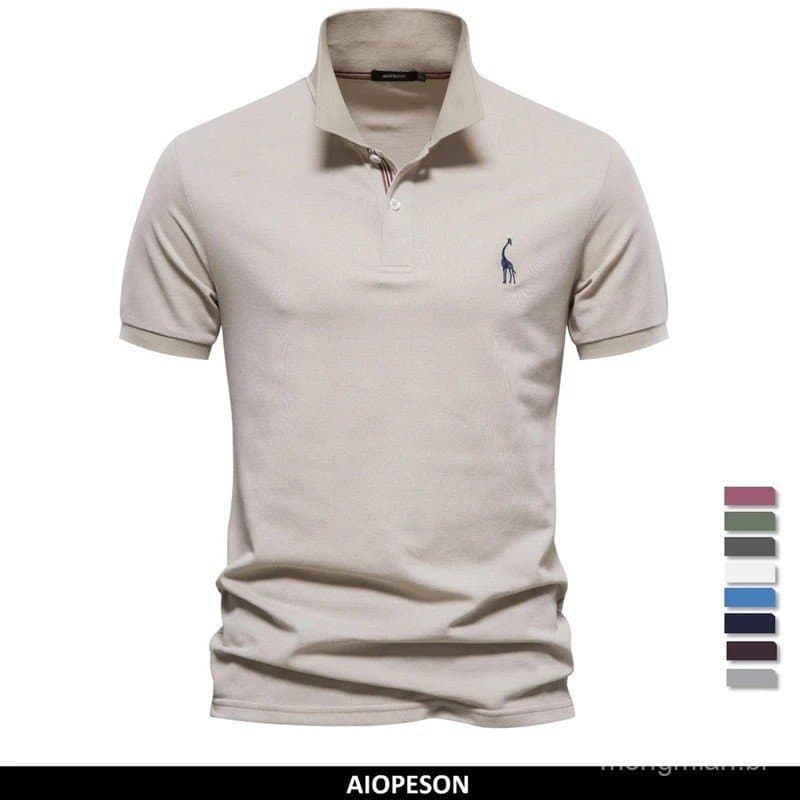 Camisas Polo Masculinas da Marca AIOPESON, Camisas Polo de Algodão para Homens, Manga Curta, Alta Qualidade, Camisa Polo