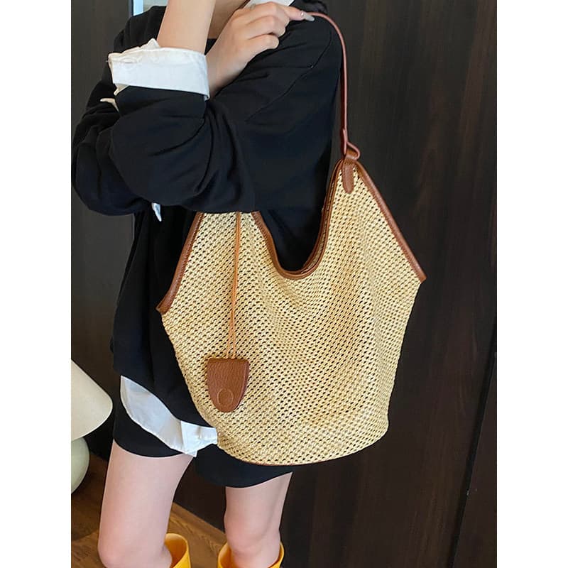 bolsa transversal feminino Bolsa Bolsa de palha francesa bolsa de verão estilo preguiçoso tecido grande capacidade bolsa