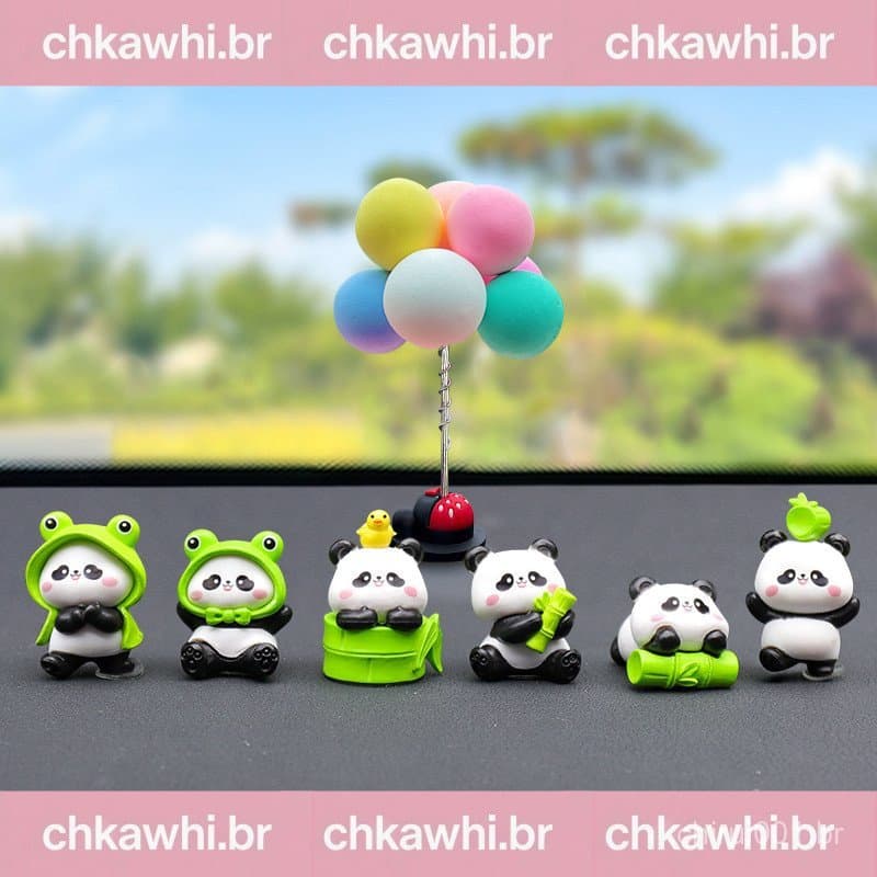 6 Pçs/Set Bonito Panda Chinês Figura Mini Sapo Boneca Brinquedo Decoração De Interiores De Carro Ornamento