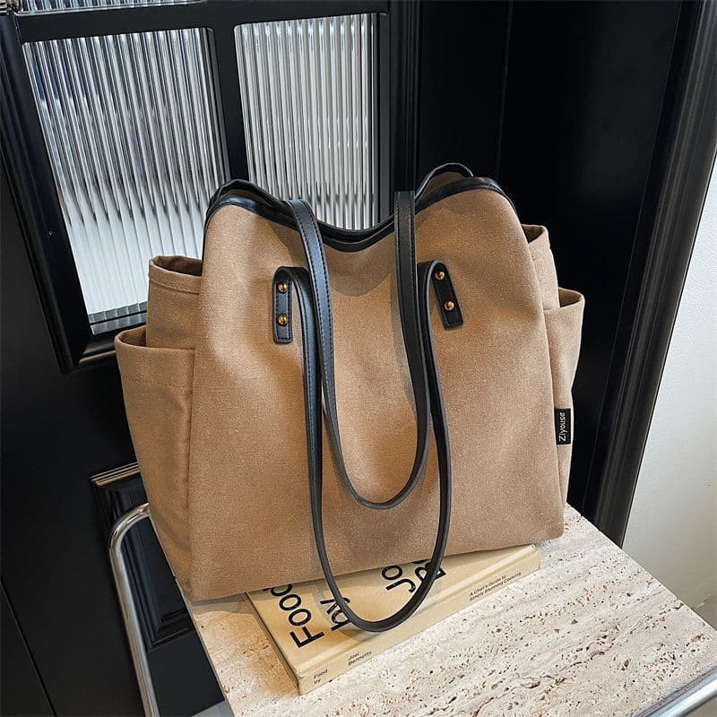 Coreano simples moda grande capacidade bolsa de lona feminina 2024 novo estilo Casual All-Match estudantes universitário